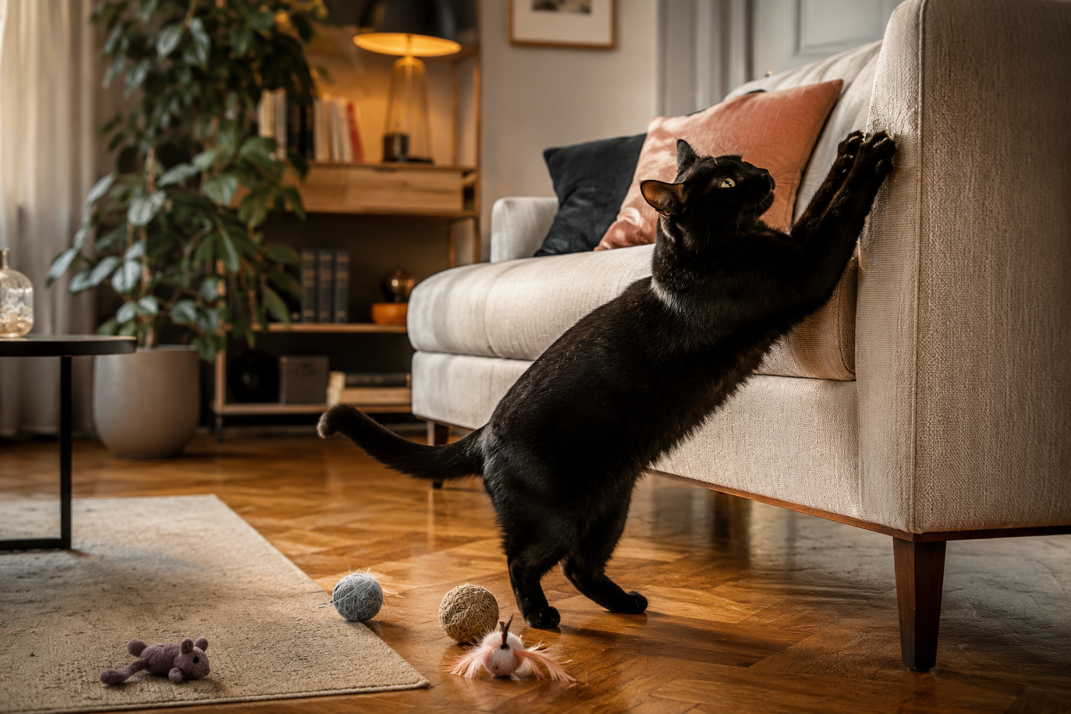 Gatto che usa le unghie in casa